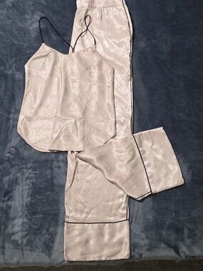 Victoria's Secret Victoria's Secret Signature Satin Logo Script Jacquard Pajama